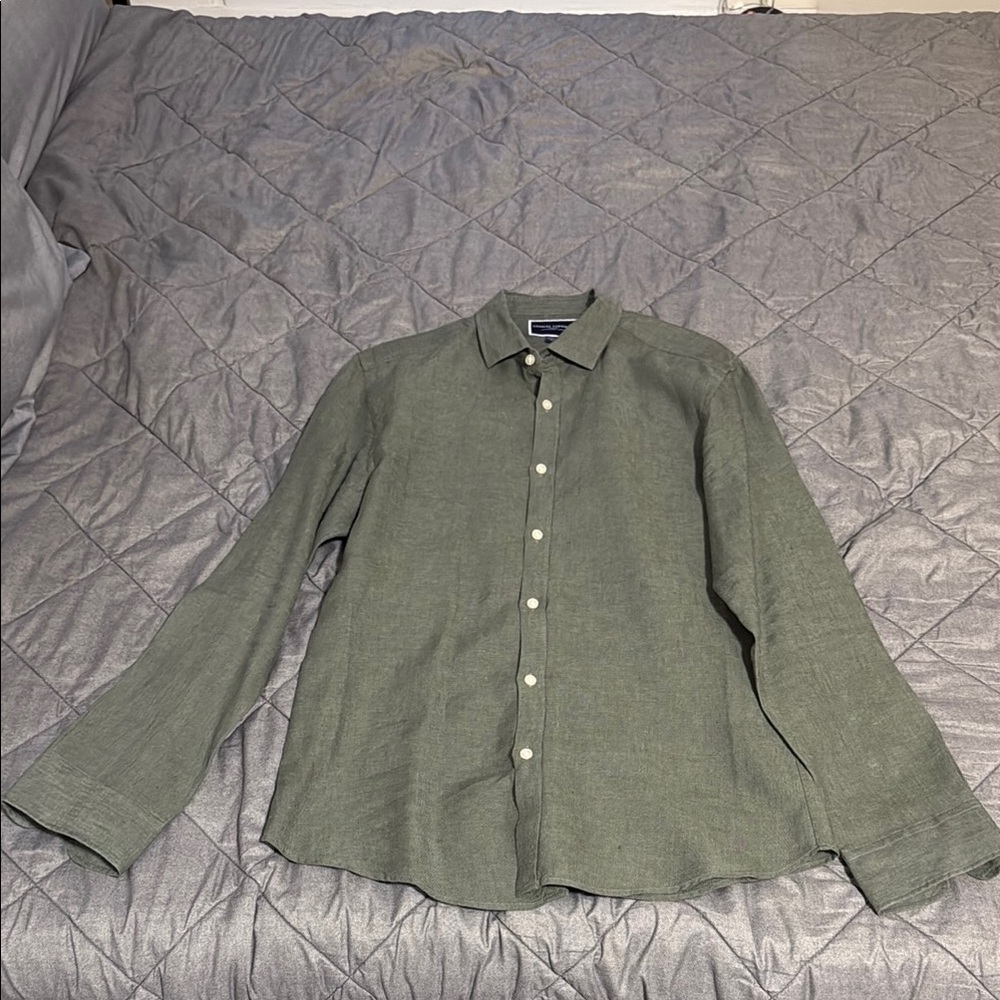 Charles Tyrwhitt Green Casual Button Down Linen Shirt
